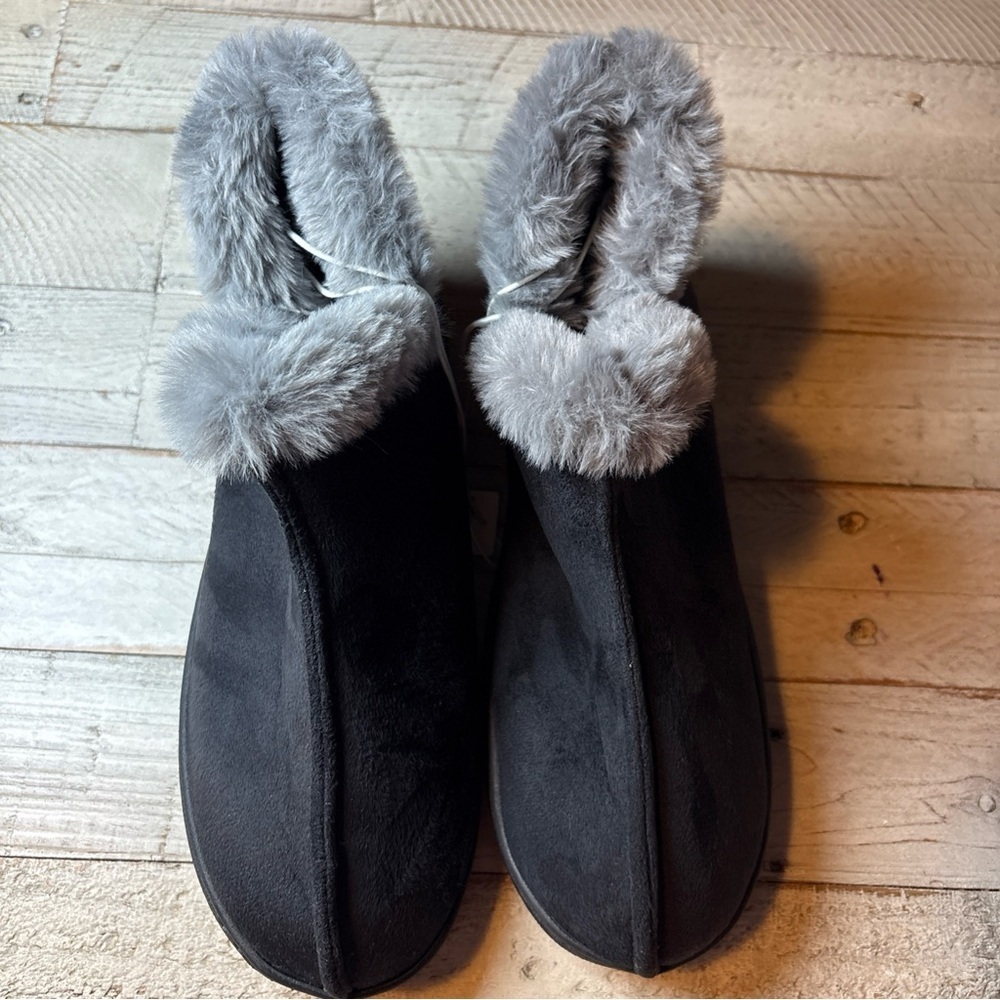 Old Navy Womens Black Faux Fur Lined Cozy Bootie Slippers Size 9 - Picture 10 of 14